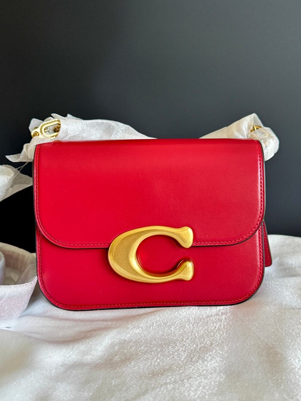 Coach Idol Shoulder Bag in Red Gold Hardware With Multi Chain CW649